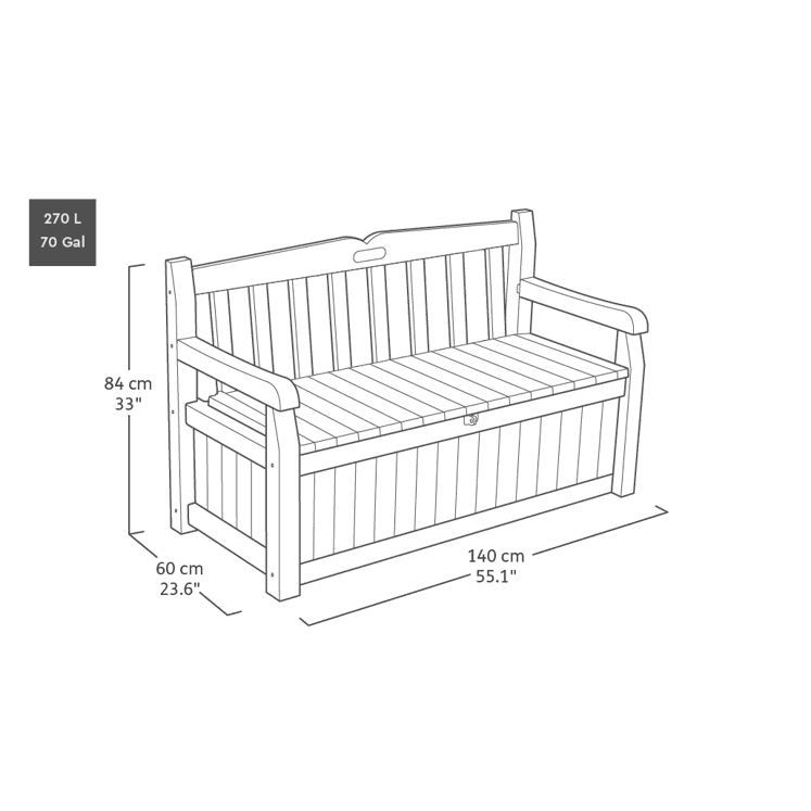 Keter Eden 265L Plastic Storage Bench – Dark Grey - Image 6