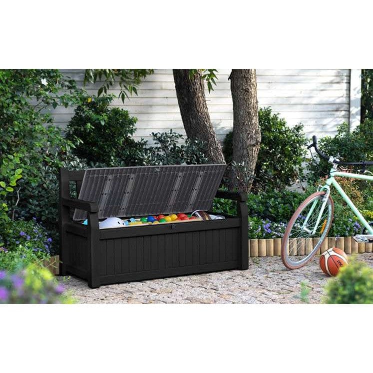 Keter Eden 265L Plastic Storage Bench – Dark Grey - Image 3