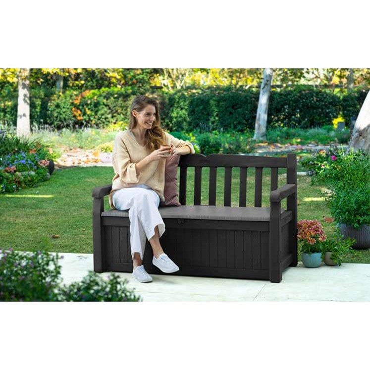 Keter Eden 265L Plastic Storage Bench – Dark Grey - Image 2